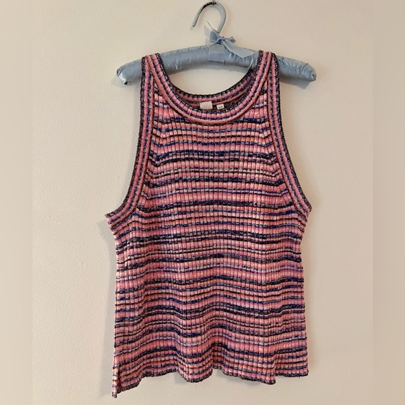 Gap Pink and Blue Striped Knit Tank Top - Picture 1 of 5